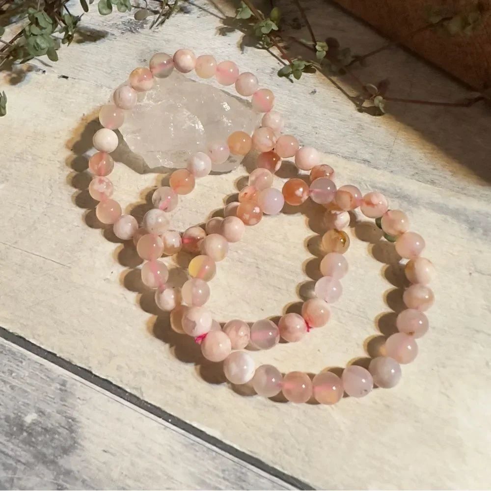 Flower Agate Bead Stretch Bracelet
